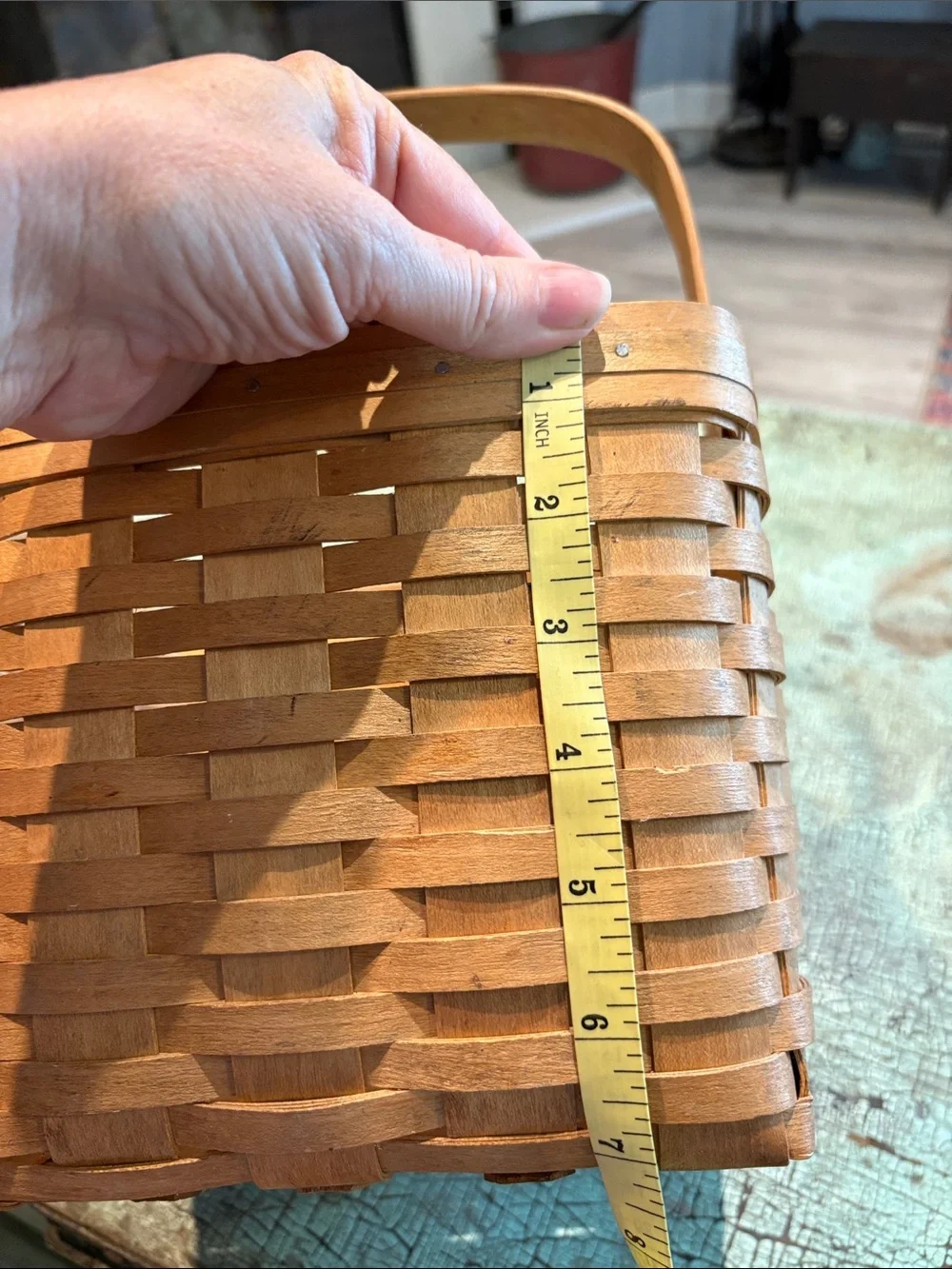 Bradford Basket Co Handwoven 1998 Single Handle Basket USA